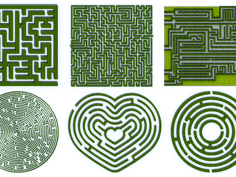 Modern horticultural hedge maze landscape sketch