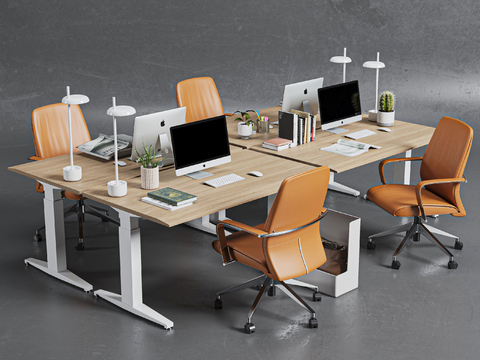 Modern office desk and chair card position