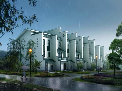 new chinese residential building architectural appearance psd