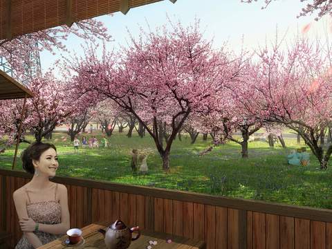 Modern Peach Tree Park Landscape psd