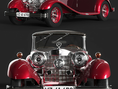 Mercedes Benz Red Vintage Classic Car