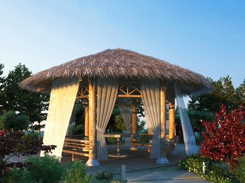 Natural wind thatched pavilion