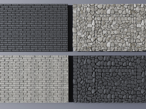 Modern cobblestone stone wall