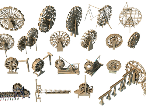 Modern waterwheel drainage car country sketch