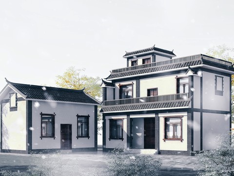 Chinese Style Folk House Country Villa Architectural Appearance