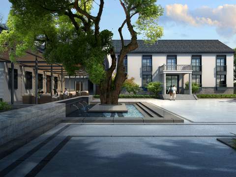 new chinese residential building architectural appearance psd