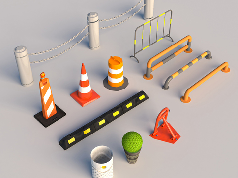 Anti-collision column road cone delineator warning column traffic equipment 3d model