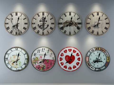 American round decorative wall clock combination