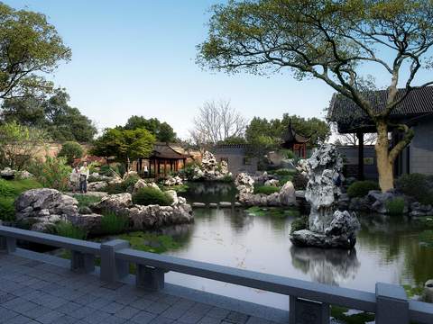 New Chinese Ancient Architecture Landscape psd