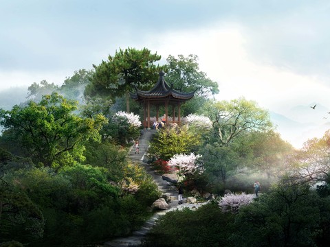 Neo-Chinese Style alpine scenic spot psd