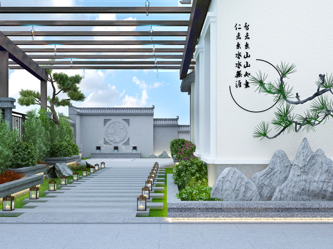 New Chinese-style Villa Courtyard