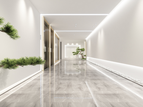 Modern Minimalist Hotel Corridor