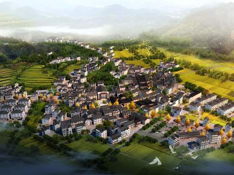 new chinese residential building bird's eye view psd