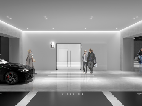 Modern Underground Parking Lot Elevator Entrance