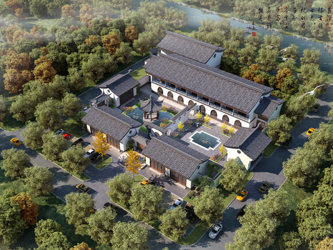 A bird's-eye view of the ancient Chinese-style academy