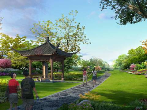 New Chinese Courtyard Park Garden psd