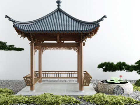 Neo-Chinese Style pavilion gardening sketch