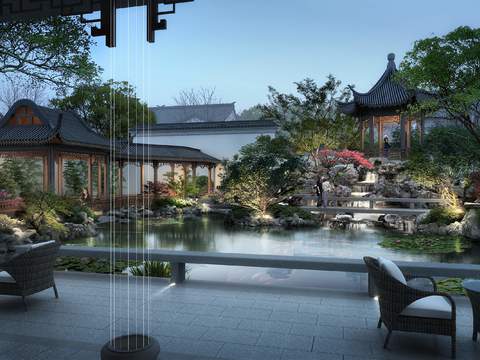 Chinese Garden Landscape PSD