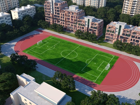 A bird's eye view of a modern football stadium