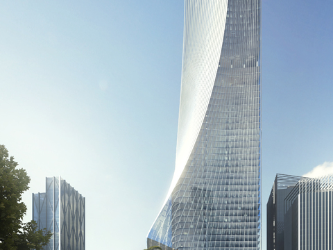 modern high-rise office building appearance psd