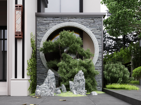 New Chinese-style courtyard landscaping sketch