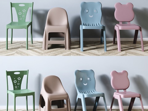 Modern children's cartoon plastic chair low stool combination