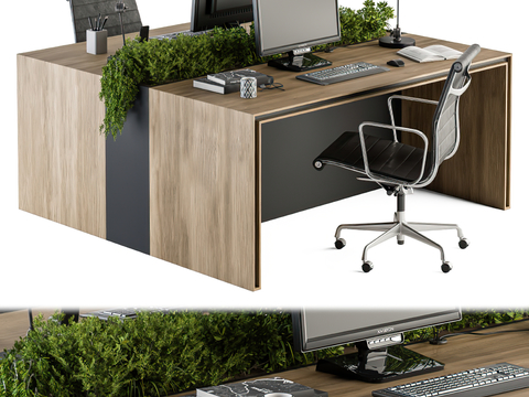 Modern office desk and chair card position