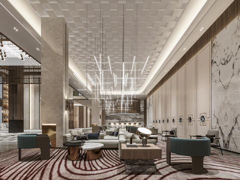 Modern Affordable Luxury Style Hotel Lobby Reception Area