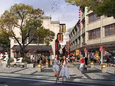 new chinese commercial street pedestrian street psd