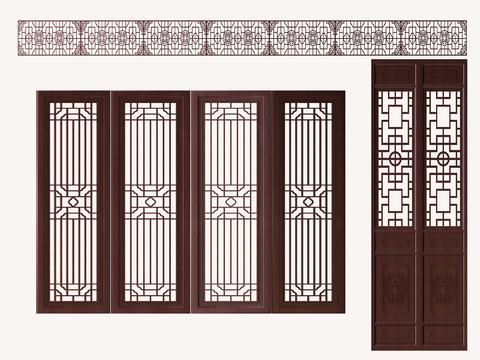 Chinese solid wood screen partition