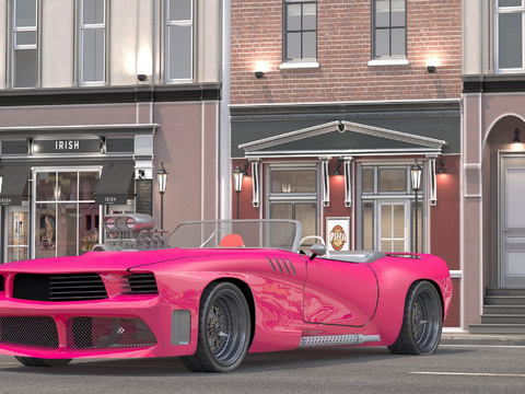 pink sports car Sedan Super Run