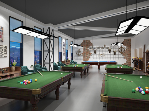 Industrial wind billiard room