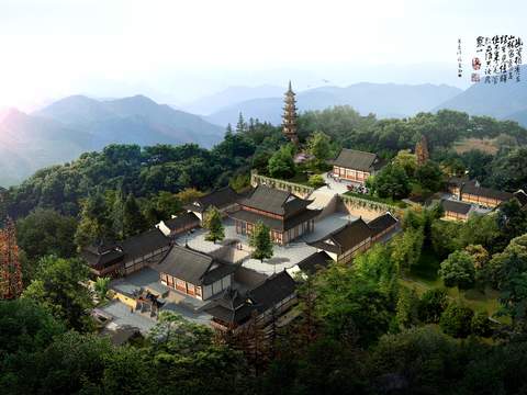 chinese temple landscape psd