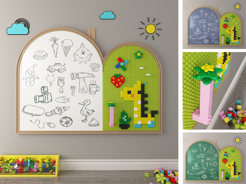 Modern Building Blocks Toy Blackboard Wall