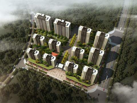 residential building bird's eye psd