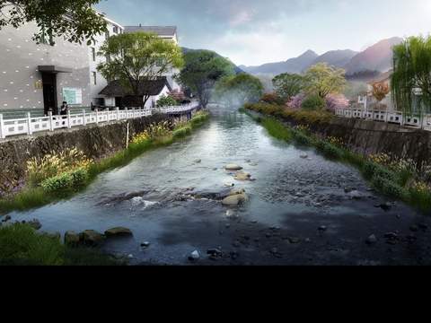 modern creek landscape psd