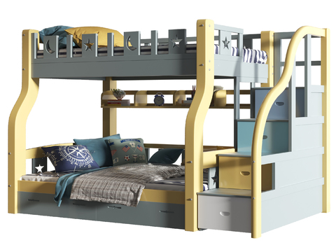 Modern children high and low bed