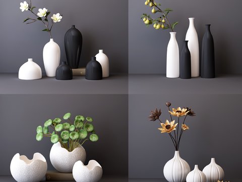 Modern Ceramic Vase Flower Combination