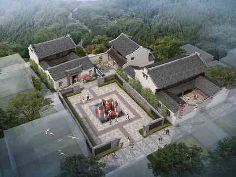 new chinese residential building bird's eye view psd