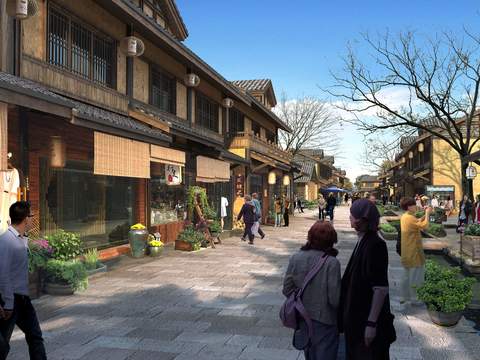 Neo-Chinese Style commercial street pedestrian street landscape psd