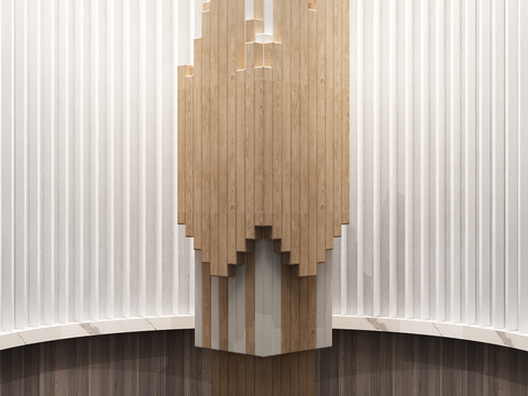 Modern Lobby Abstract Wood Sculpture Decoration