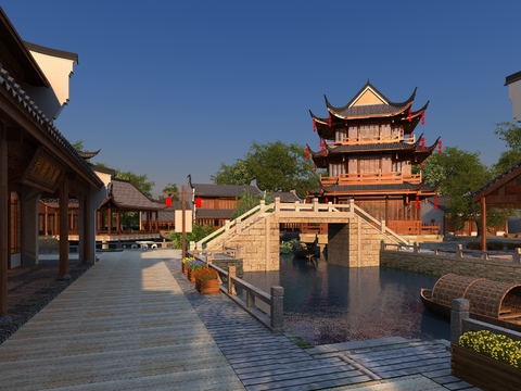 Architectural Appearance of Chinese-style Jiangnan Ancient Town