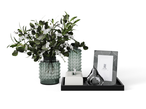 Modern glass vase floral paper decoration