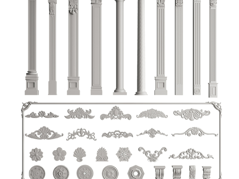 European-style Gypsum Carved Roman Column