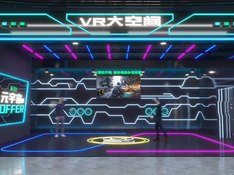 Modern virtual reality VR game hall