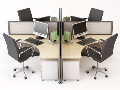 Modern office desk and chair card position