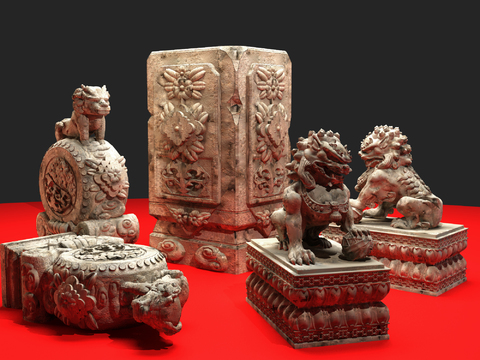 Chinese style stone lion sculpture