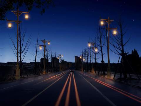 modern road bridge night scene psd