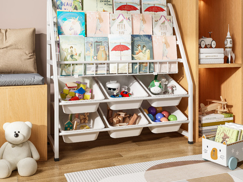 Children's Bookshelf Toy Rack