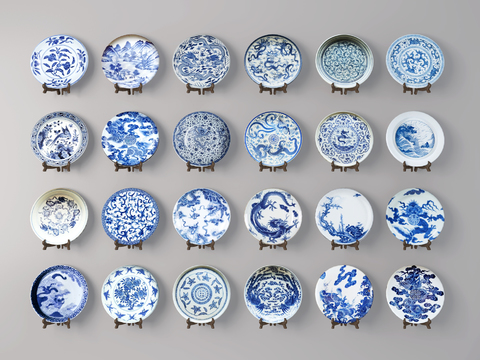 New Chinese Plate Ceramic Blue and White Porcelain Utensils